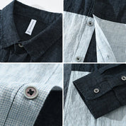 Herren Patchwork-linne skjorta – Andningsbar & Stilfull