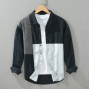 Herren Patchwork-linne skjorta – Andningsbar & Stilfull