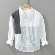 Herren Patchwork-linne skjorta – Andningsbar & Stilfull