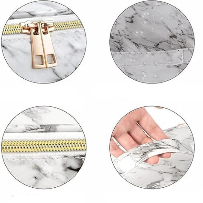 Lilyana | Marmor Eleganz 3-in-1 Kosmetik-Make-up Reisetaschen-Set