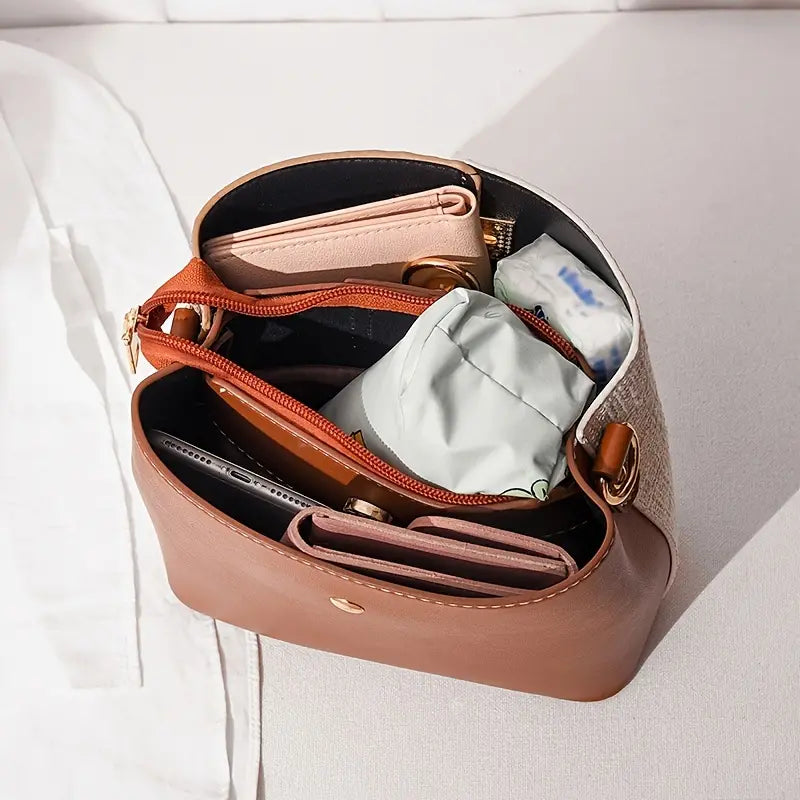 Maya | Liten färgblock crossbody sling bucket-väska