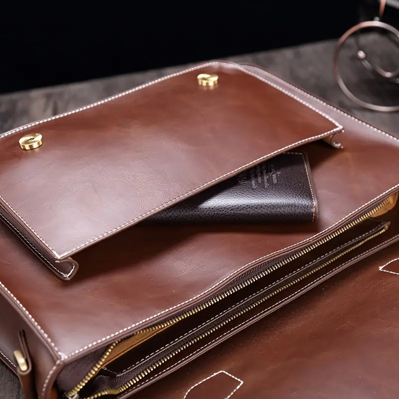 Liam | Retro PU Läder Portfölj Crossbody Messenger Väska