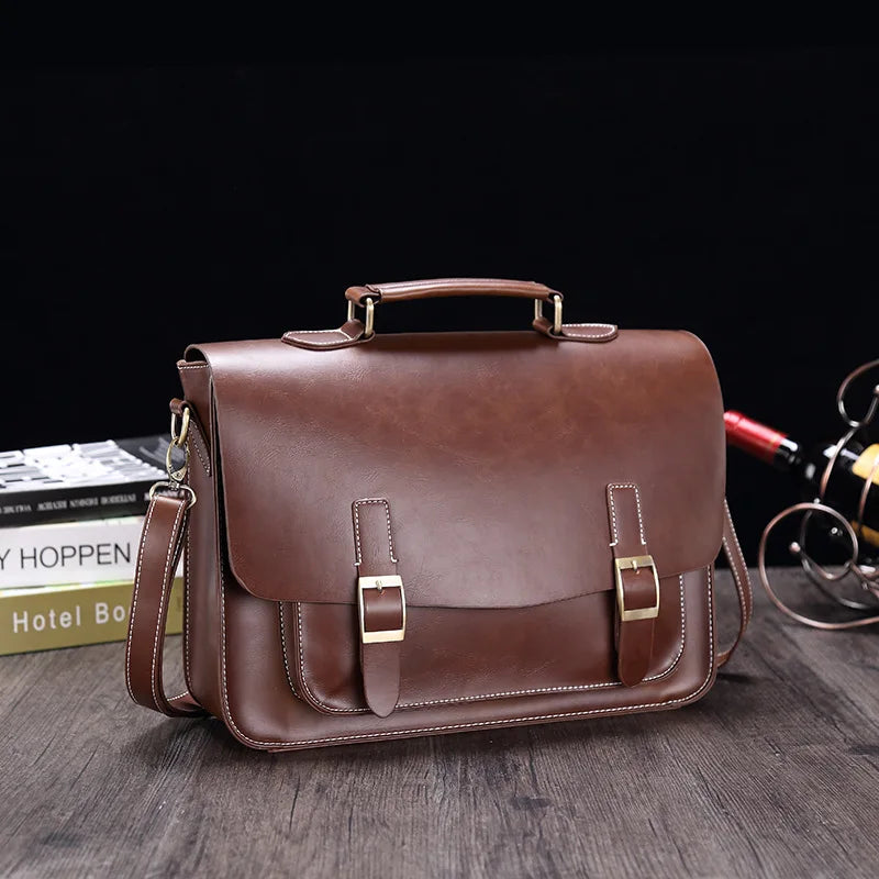 Liam | Retro PU Läder Portfölj Crossbody Messenger Väska