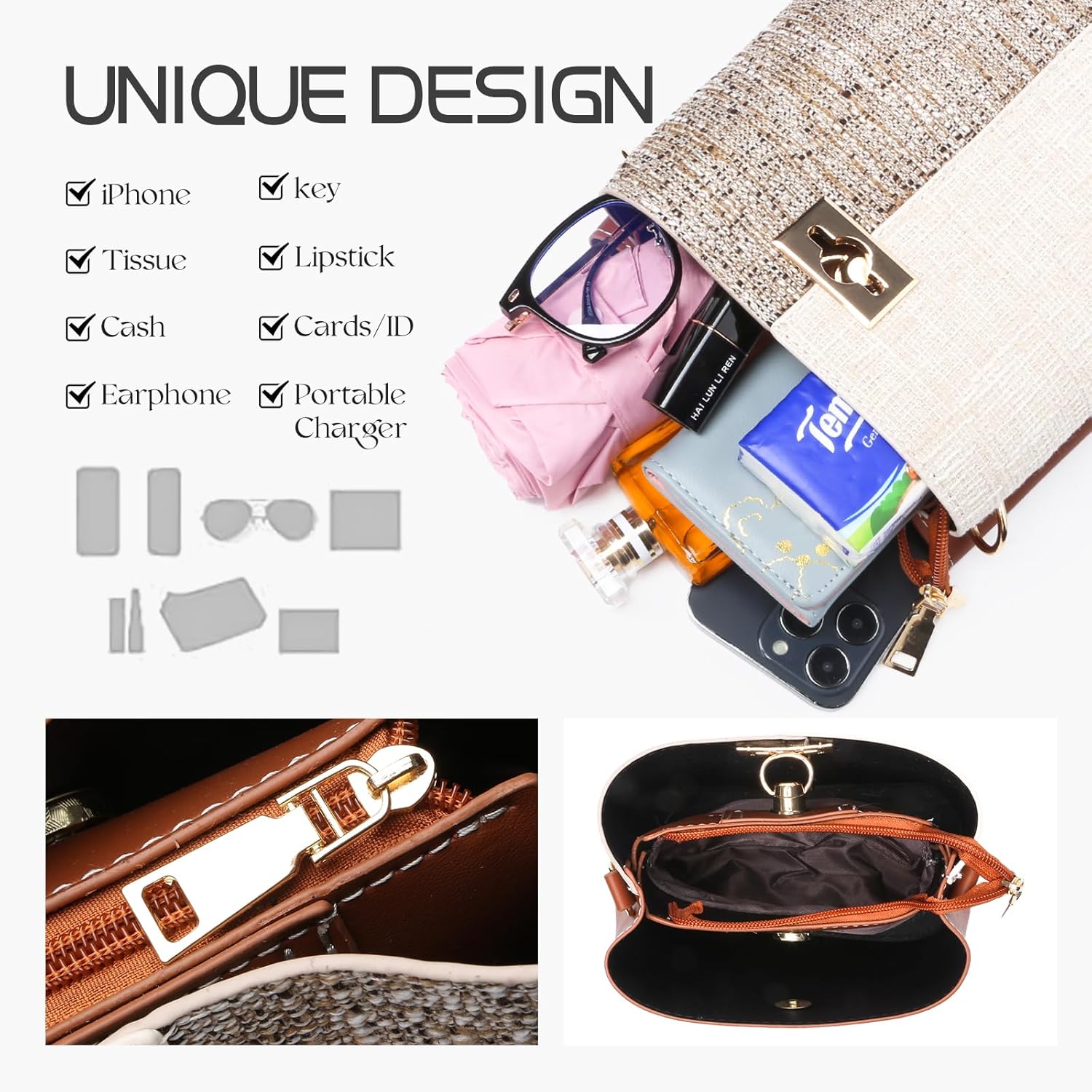 Maya | Liten färgblock crossbody sling bucket-väska