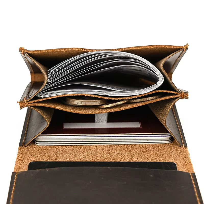 Lucas | Vintage Bifold Reisetasche aus Rindsleder mit Druckknopf