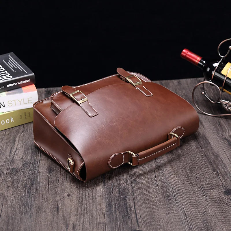 Liam | Retro PU Läder Portfölj Crossbody Messenger Väska
