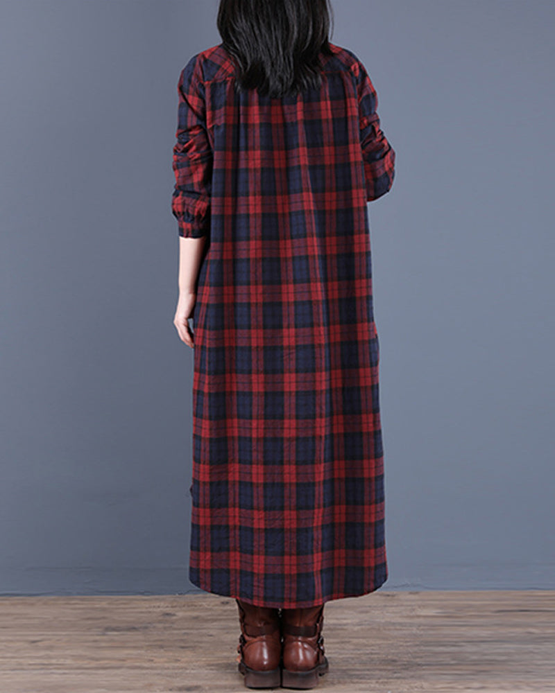 Mariel | Stilfull långärmad skjortklänning med rutigt krage