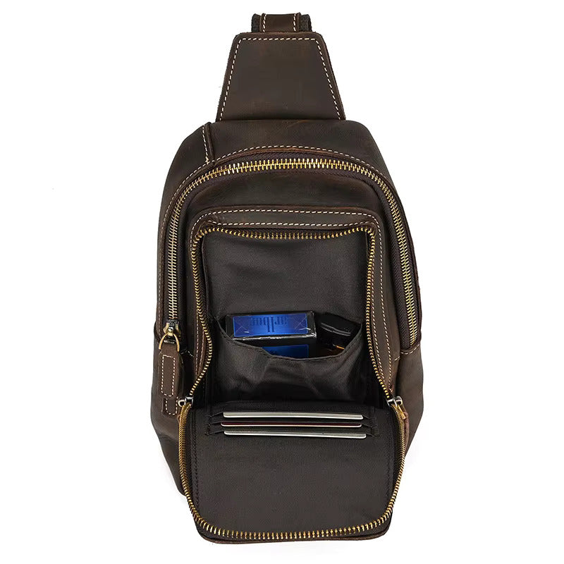 Mason | Herr Retro Äkta Läderväska Anti-Stöld Axelväska Bröstväska