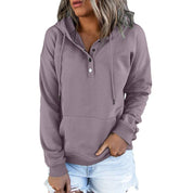 HANIA | Wolle Hoodie med knapp för damer