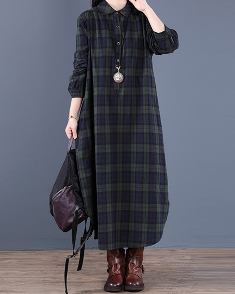 Mariel | Stilfull långärmad skjortklänning med rutigt krage