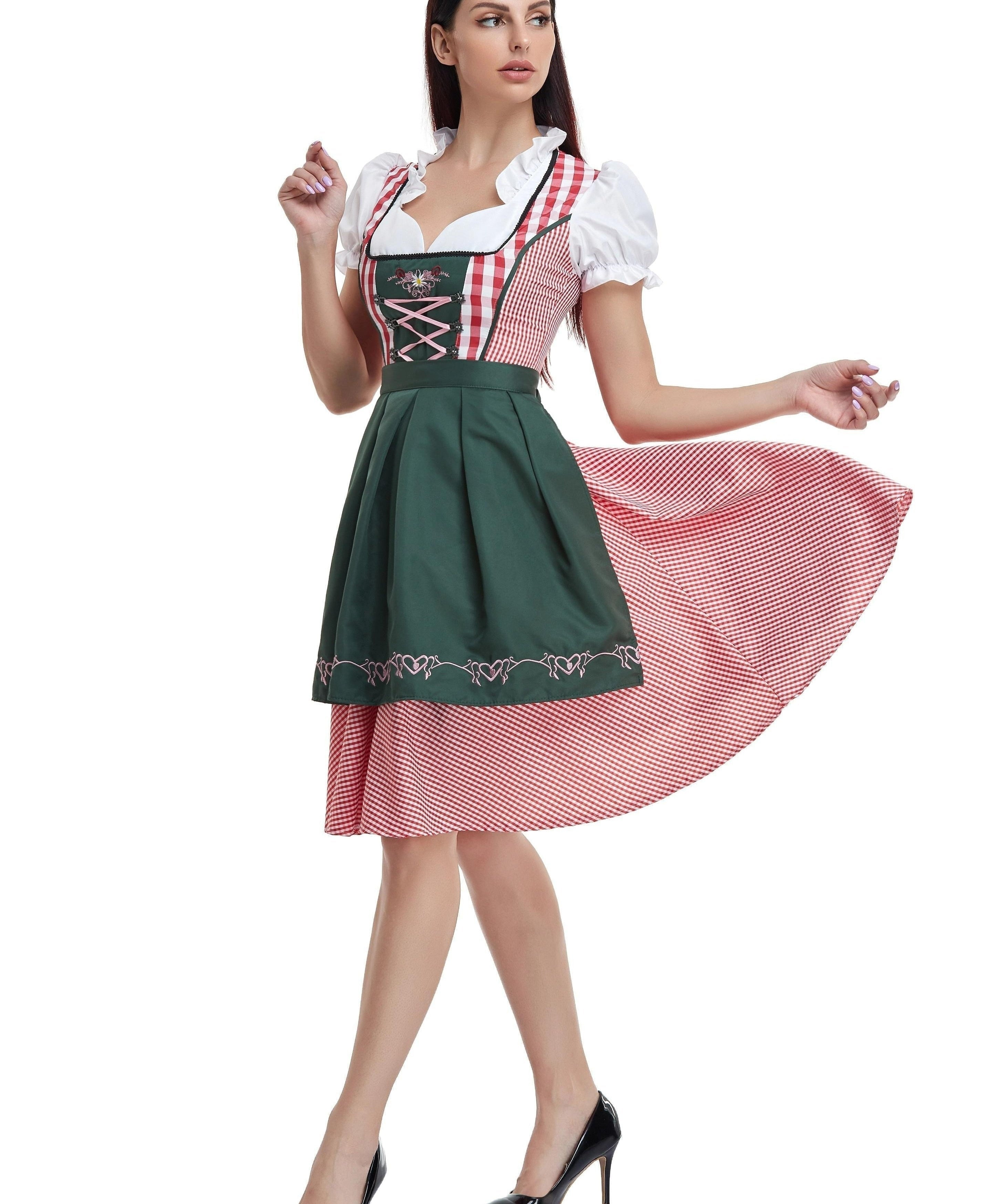 Damen Bayerisches Olivgrün Oktoberfest Dirndl Kleid 0