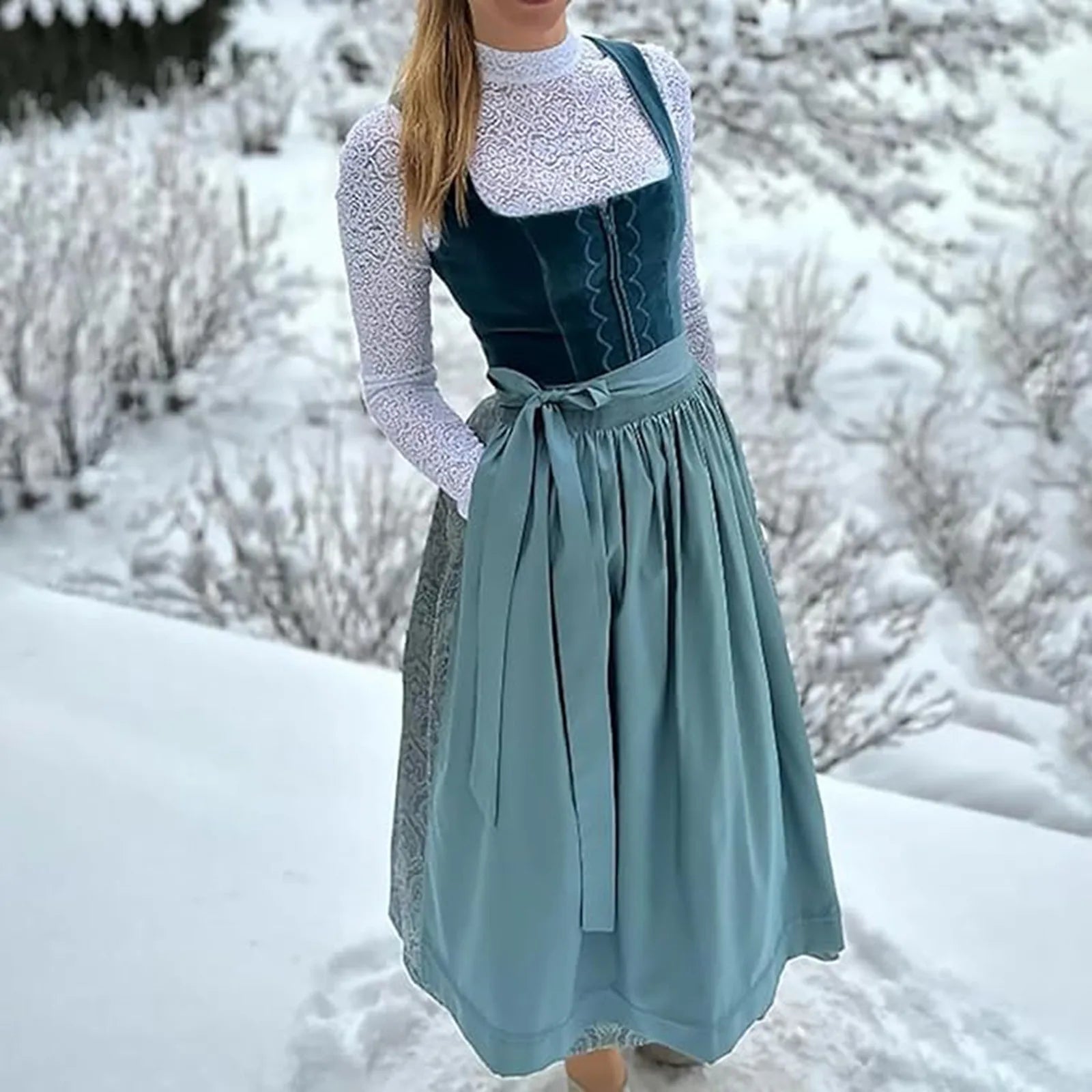 Damen Elegante Jahrgang Oktoberfest Dirndl Kleid 0