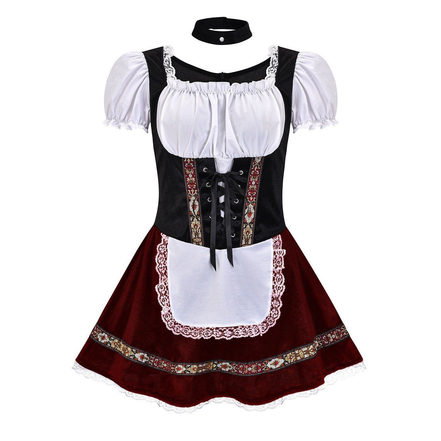 Damen Elegante Mini Oktoberfest Dirndl Kleid 0