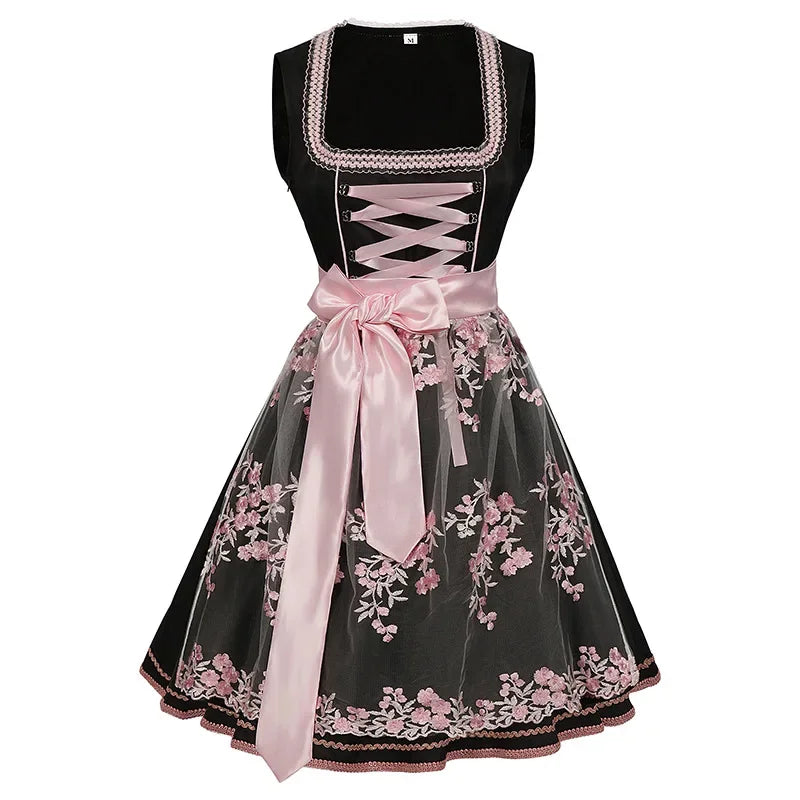 Damen Elegante Rosa Oktoberfest Dirndl Kleid 0