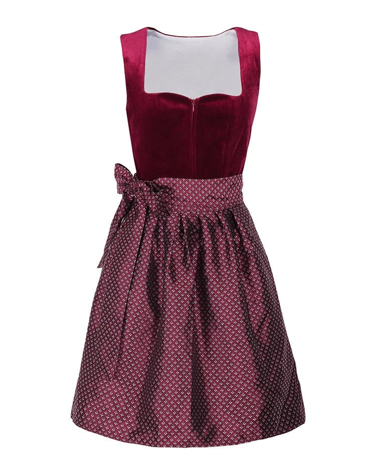 Damen Elegante Rot Oktoberfest Dirndl Kleid 0