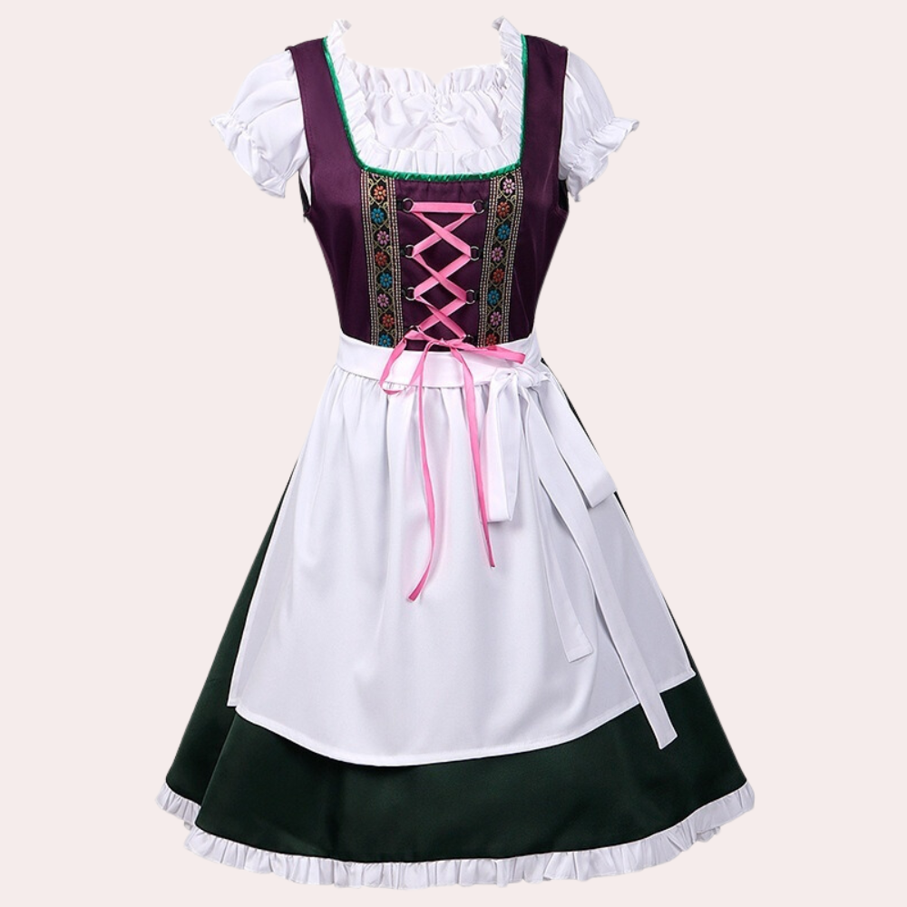 Damen Lila Oktoberfest Dirndl Kleid 0