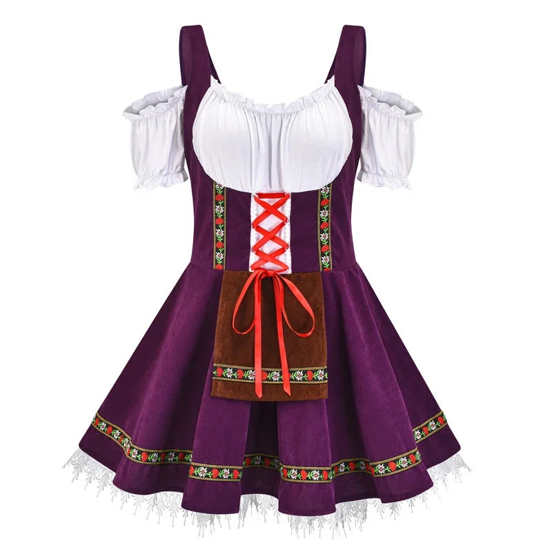 Damen Mini Elegante Oktoberfest Dirndl Kleid 0