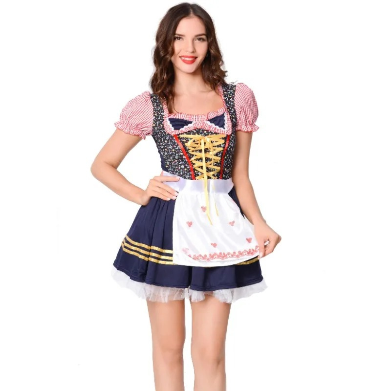 Damen Modisch Mini Oktoberfest Dirndl Kleid 0