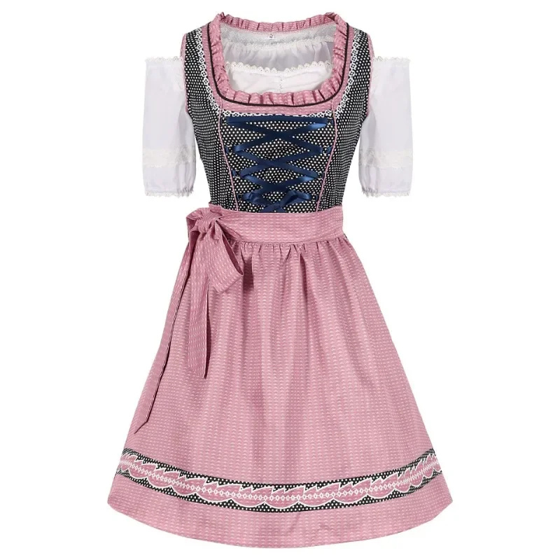 Damen Rosa Oktoberfest Dirndl Kleid 0