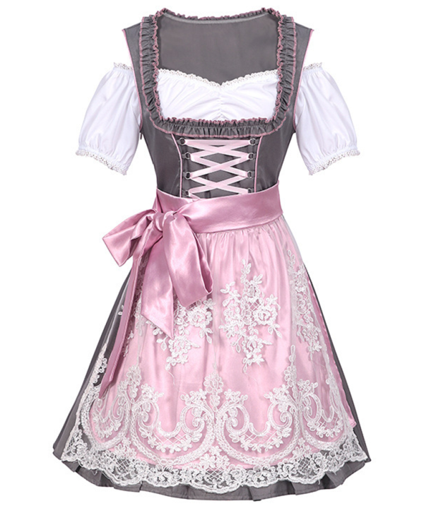 Damen Rosa mit Schleife Oktoberfest Dirndl Kleid 0