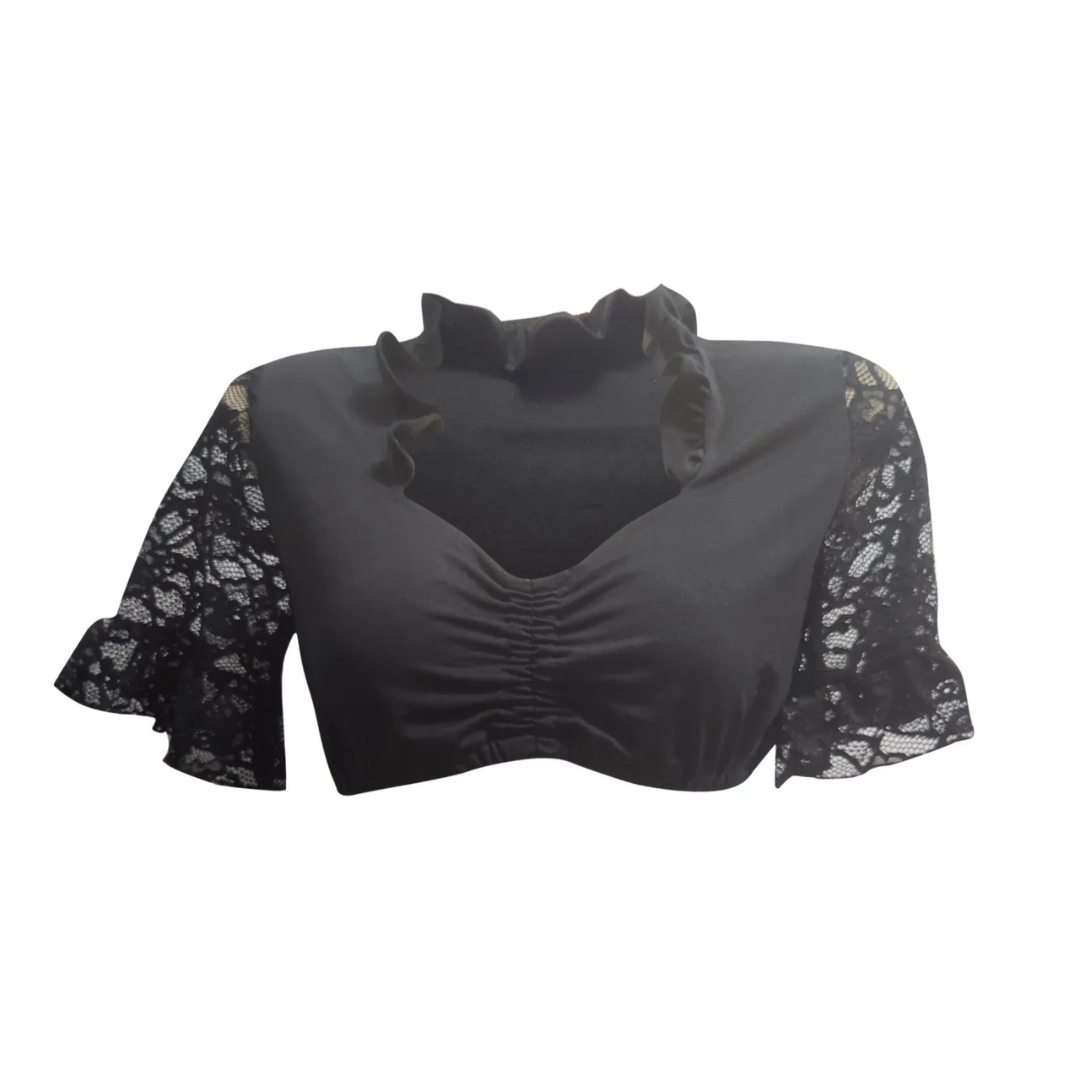 Damen Schwarz und Weiß Oktoberfest Dirndl Bluse 0