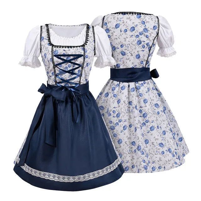 Damen Traditionelles Blau Oktoberfest Dirndl Kleid 0