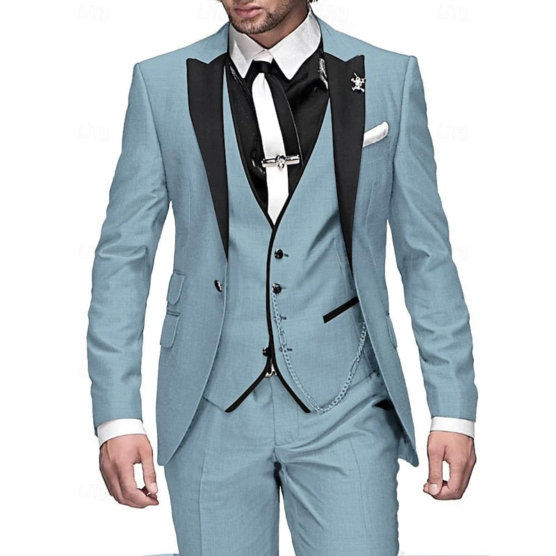 Dreiteiliger eleganter Leinenanzug von Männern 10