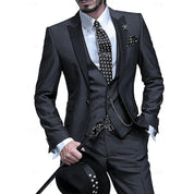 Dreiteiliger eleganter Leinenanzug von Männern 4