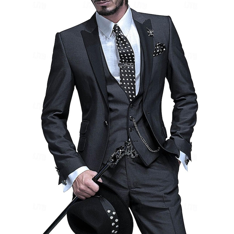 Dreiteiliger eleganter Leinenanzug von Männern 4