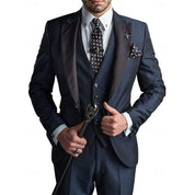 Dreiteiliger eleganter Leinenanzug von Männern 5