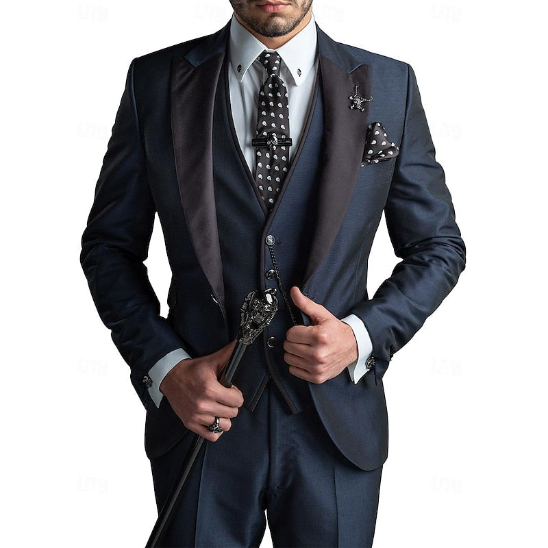 Dreiteiliger eleganter Leinenanzug von Männern 5