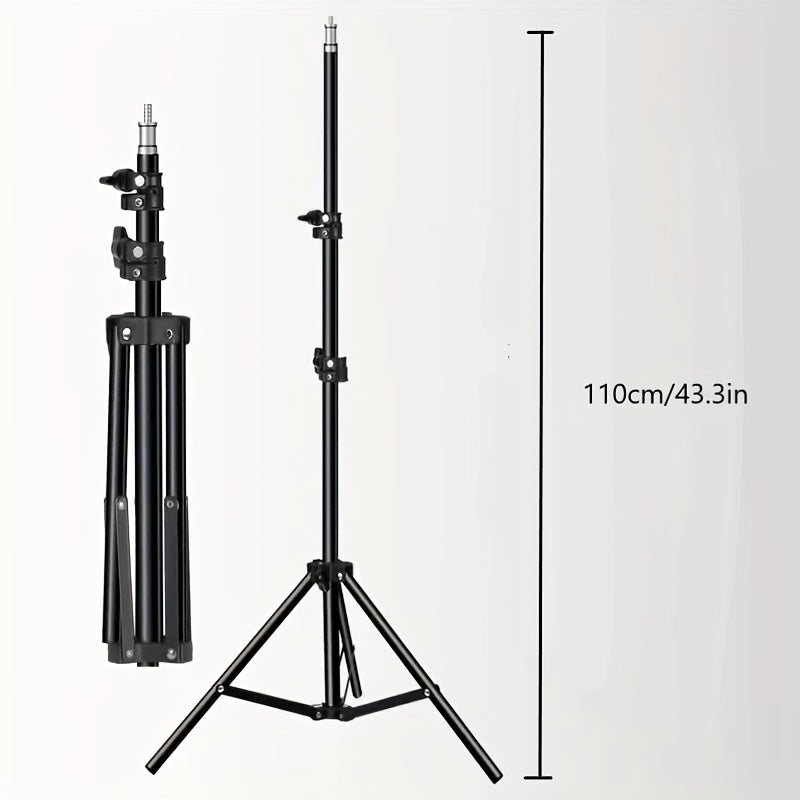 Einstellbarer LED -Lichtständer für Fotografie und Video - 1,1 m Höhe, robustes Aluminiumstativ mit Lampe 3