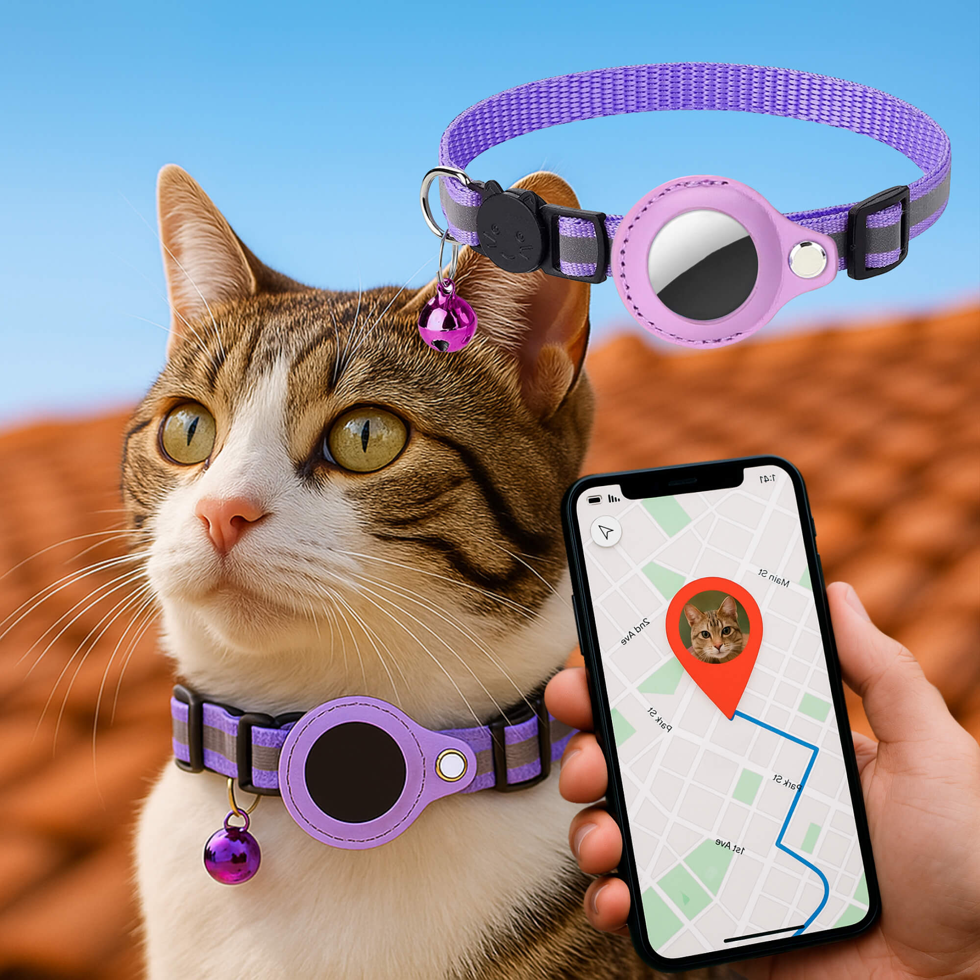 GPS-Tracker-Halsband für Katzen | Schnellverschluss, reflektierendes Design und langlebig für sichere Outdoor-Abenteuer 10