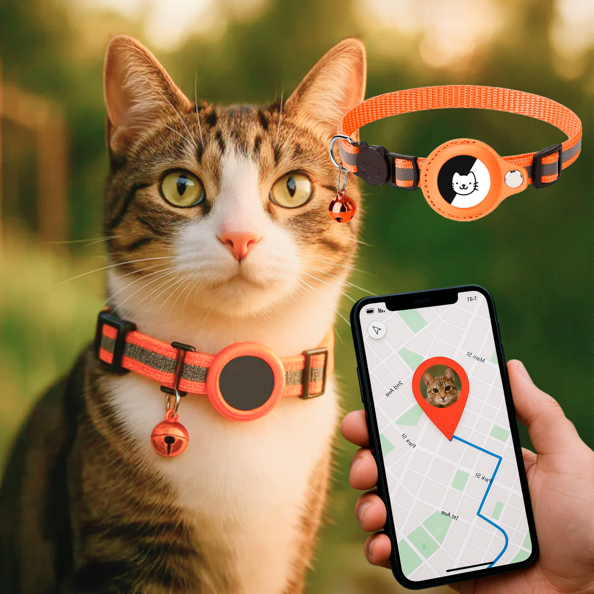 GPS-Tracker-Halsband für Katzen | Schnellverschluss, reflektierendes Design und langlebig für sichere Outdoor-Abenteuer 11