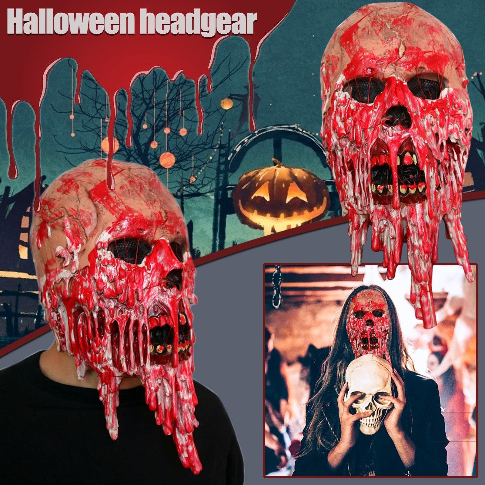 Halloween Walking Dead Gruselige Blutgeist-Gesichtsmaske 2