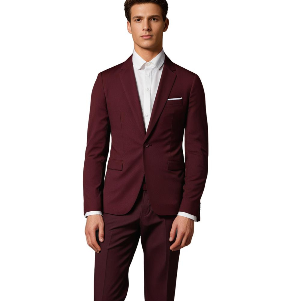 Herrenanzug Polyester Schlanker fit eleganter Hochzeitsanzug 6