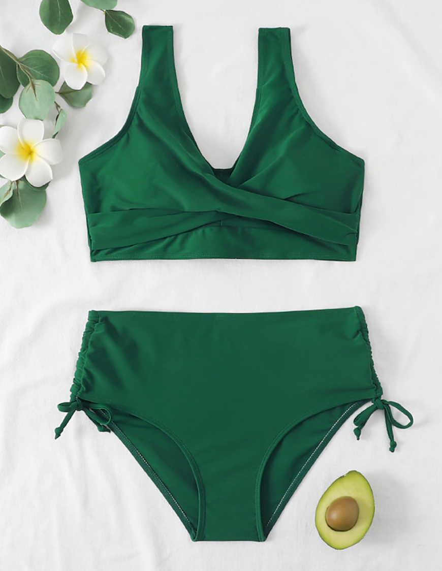 Hochtailler Bikini -Set mit einstellbaren Trägern und zeitlosen Design 4