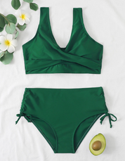 Hochtailler Bikini -Set mit einstellbaren Trägern und zeitlosen Design 4