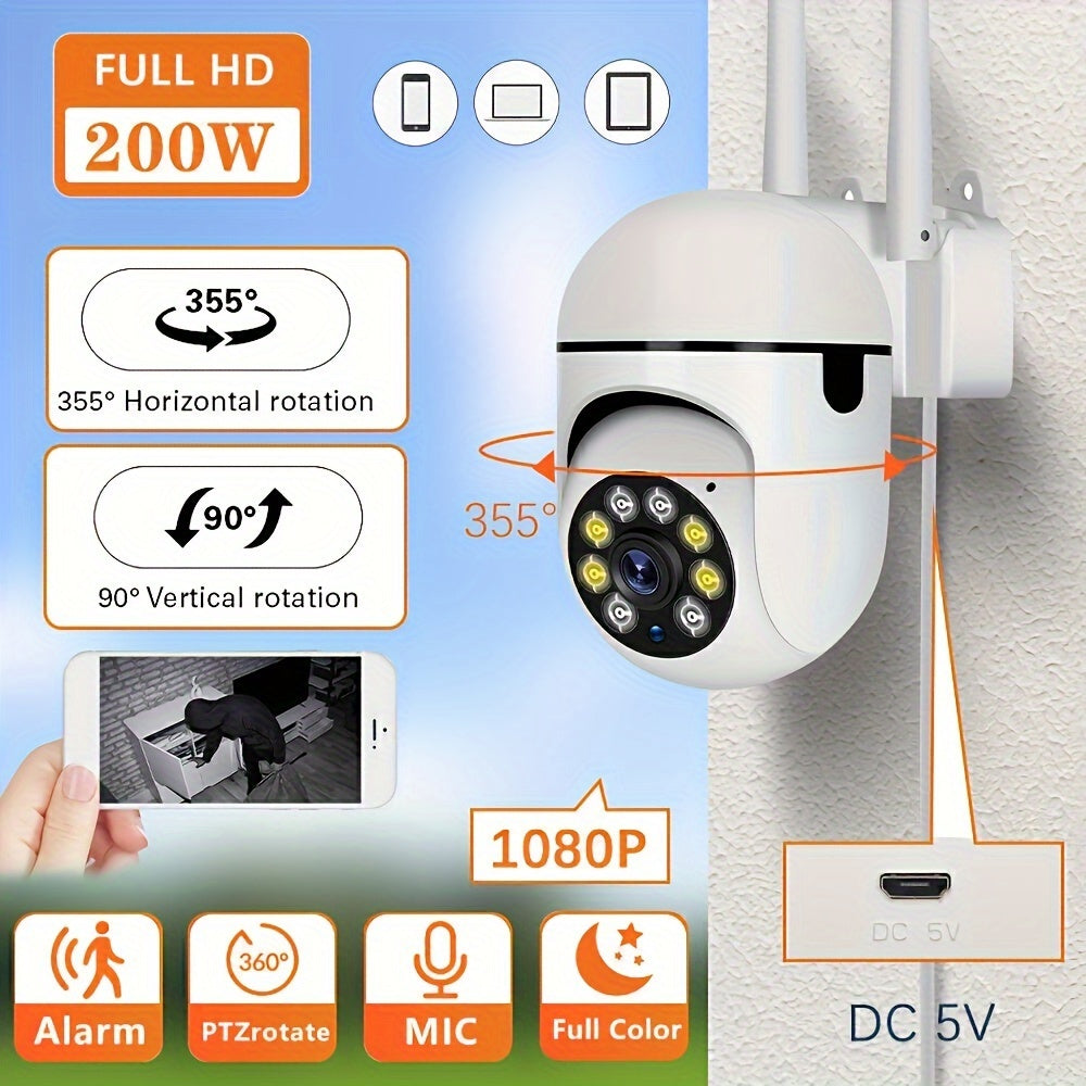 Intelligente drahtlose Überwachungskamera mit 1080p HD-Auflösung, Farb Nachtsicht, Zwei-Wege-Audio, Indoor/Outdoor-Gebrauch 4