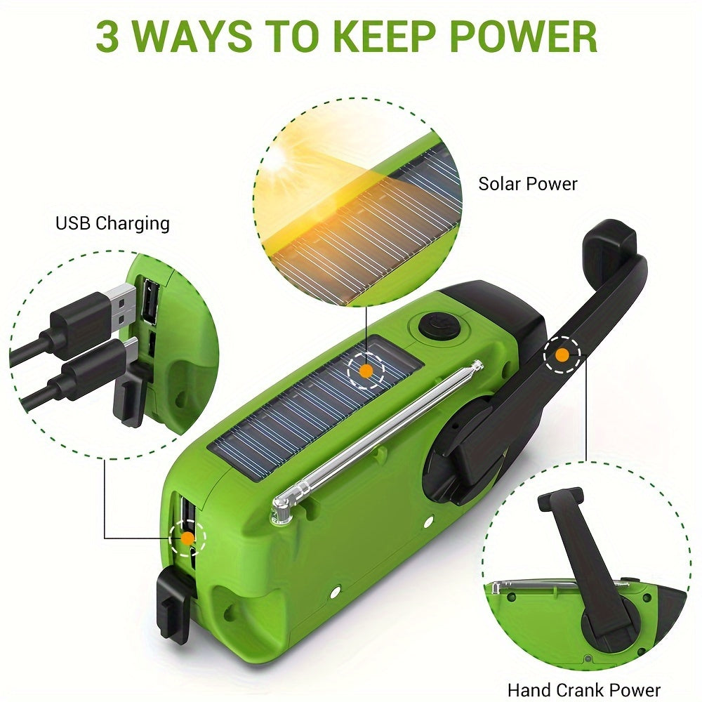 Kompaktes Notfallradio mit 2000mah Power Bank, Solar, Handkurbel und eingebaute Taschenlampe für die Verwendung im Freien 3