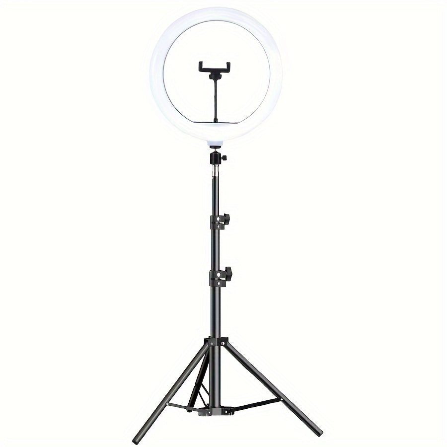 LED -Ringlicht mit verstellbarem Stativ und Telefonhalter für Selfies und Videoaufzeichnung 0