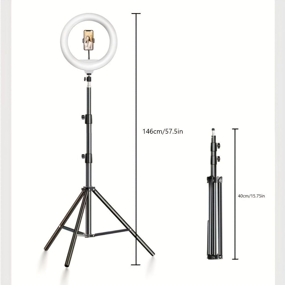 LED -Ringlicht mit verstellbarem Stativ und Telefonhalter für Selfies und Videoaufzeichnung 2