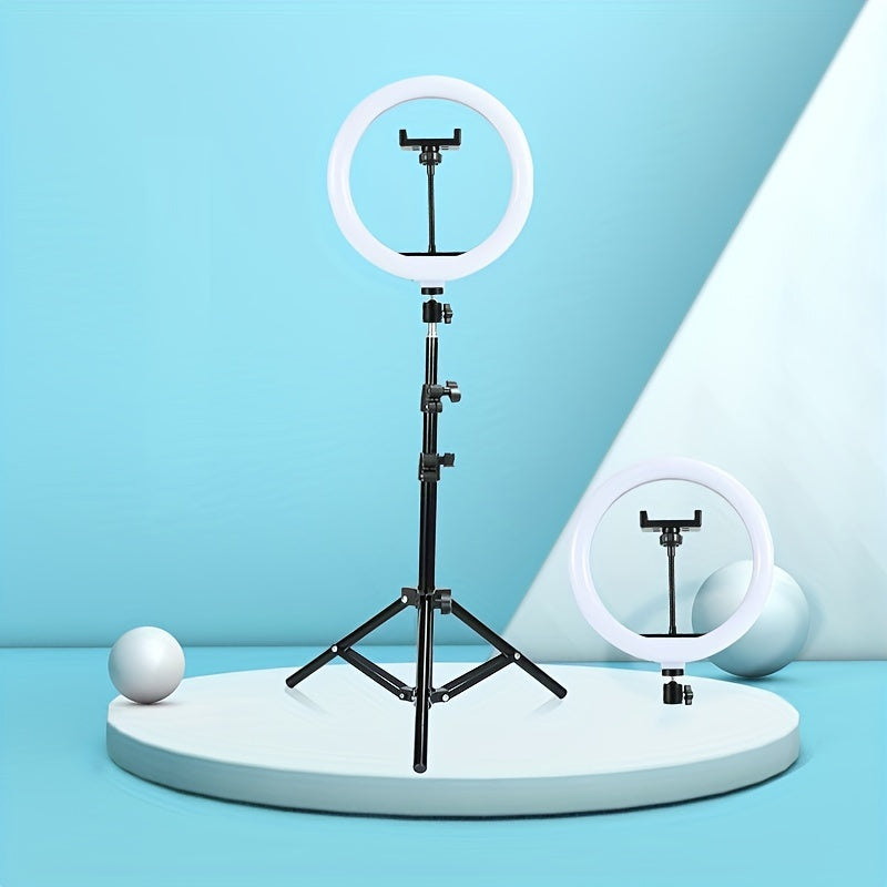 LED -Ringlicht mit verstellbarem Stativ und Telefonhalter für Selfies und Videoaufzeichnung 4