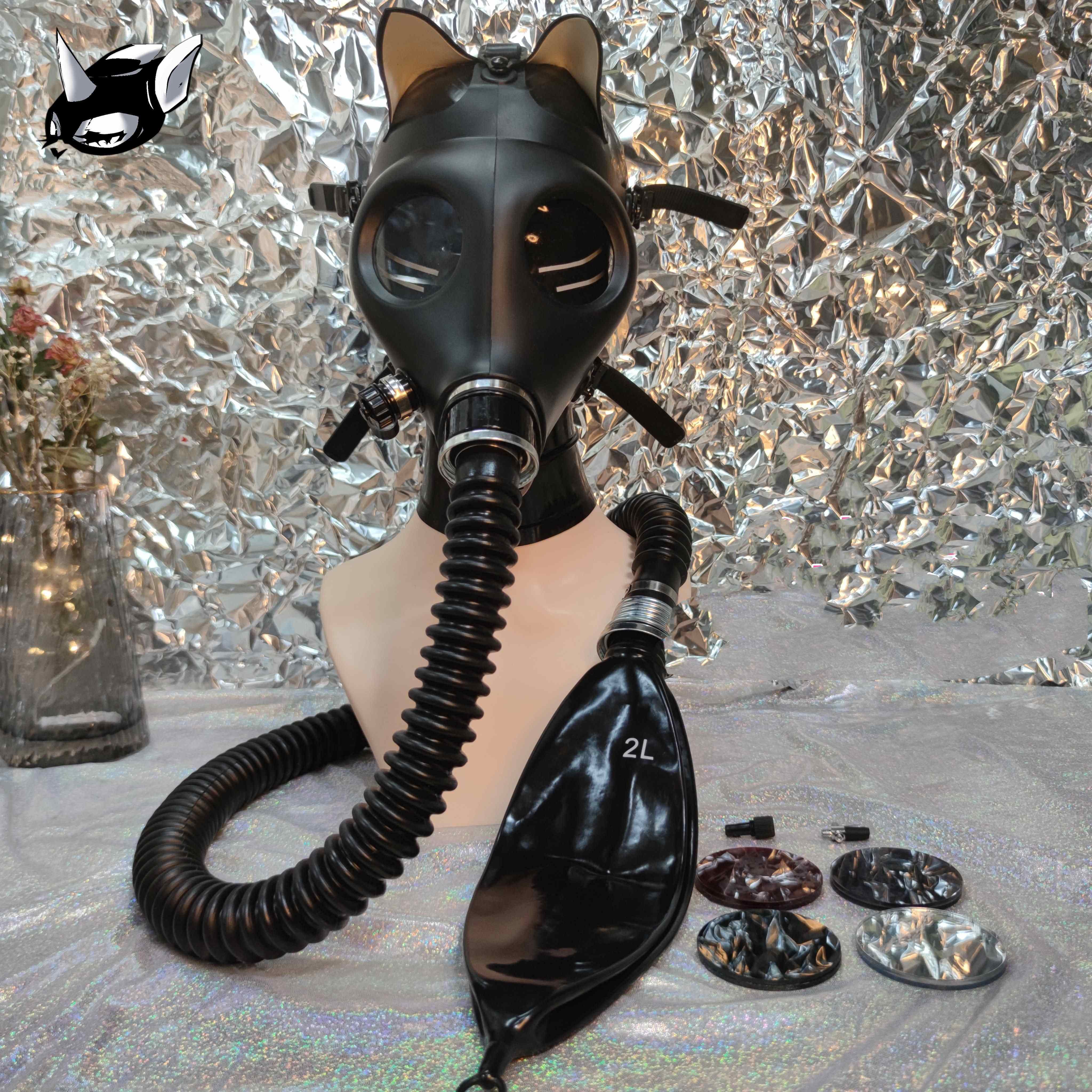 Latex Gasmaske Würgeset Atembeutel 0