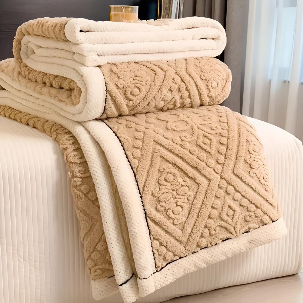 Luxuriöse Sherpa Decke für Damen mit Mandala Design 1