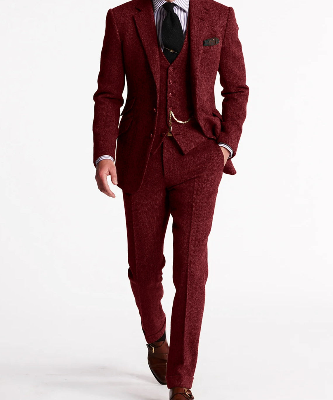 Männer eleganter Wolle Tweed Smoking Anzug 8
