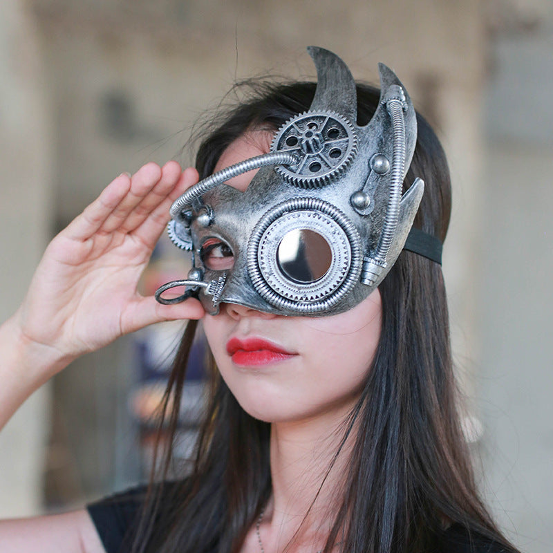 Mechanische Steampunk Retro Halbgesichtsmaske 4