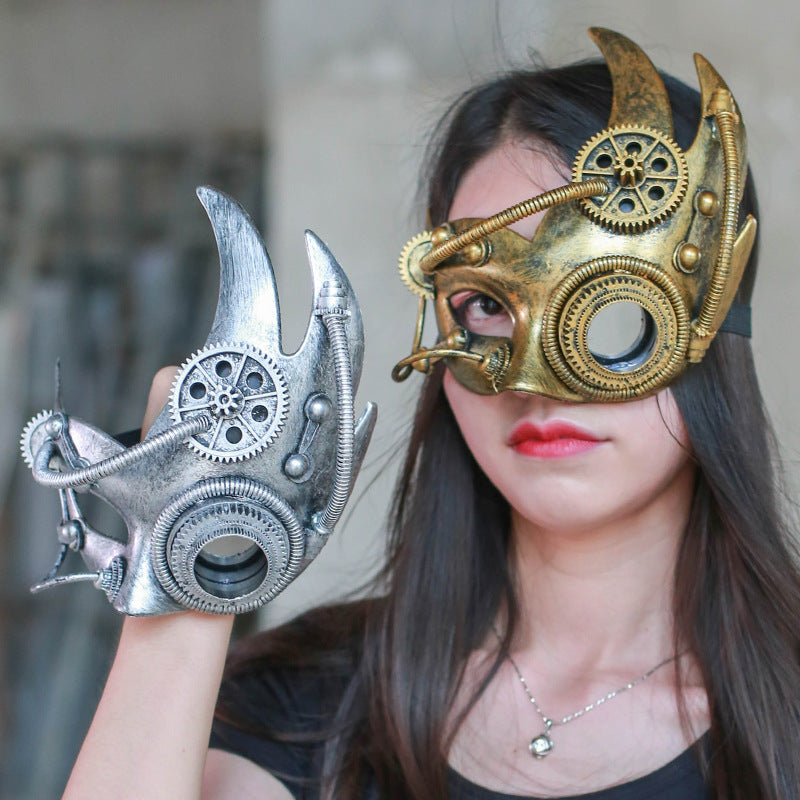Mechanische Steampunk Retro Halbgesichtsmaske 6