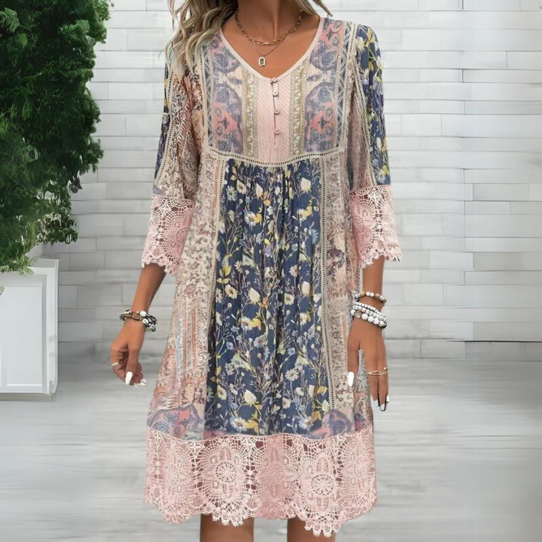 Mia | Boho-Kleid mit Blumen – Romantische Spitze für Einen Hauch Vintage