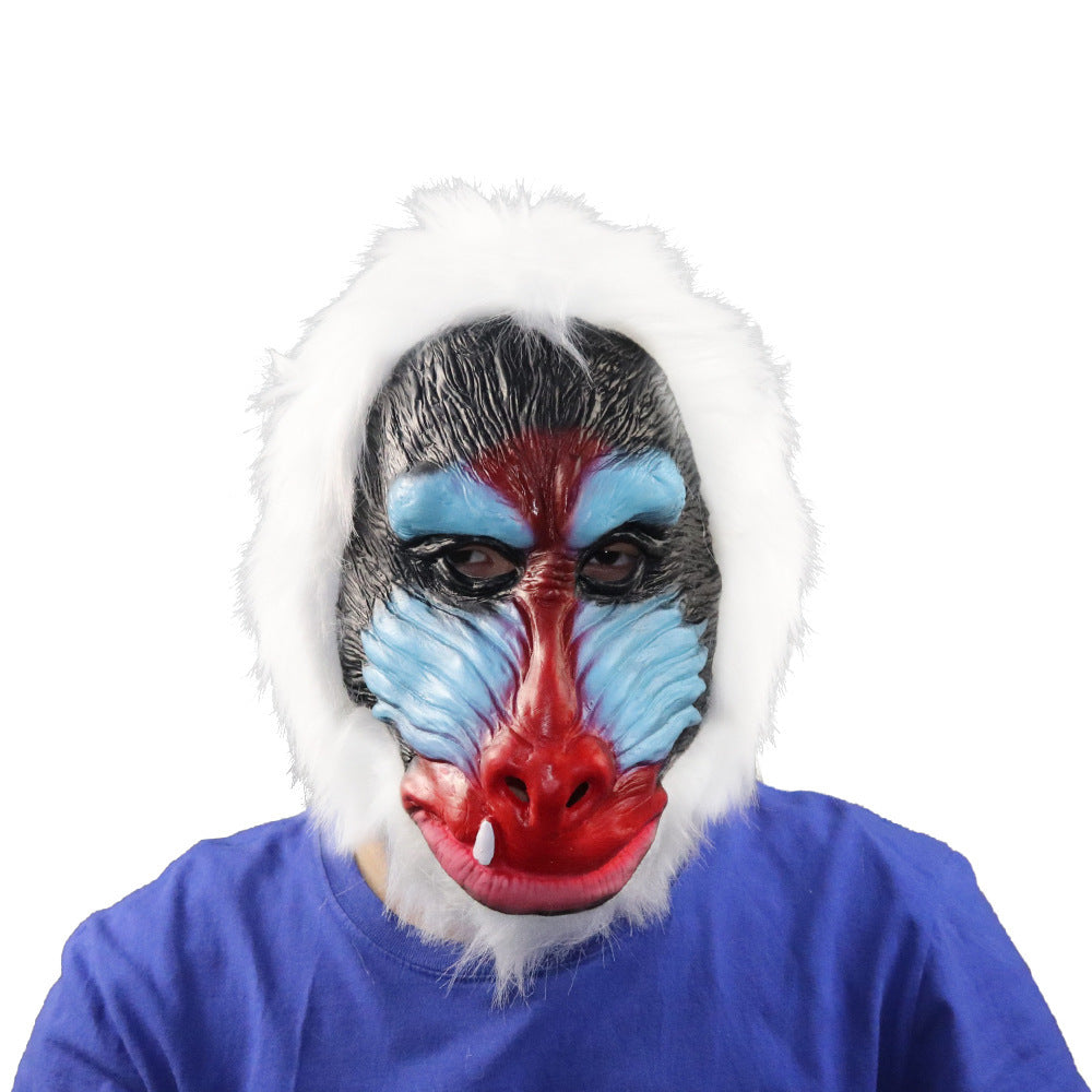Rotes Gesicht Pavian Latex Affe Orang-Utan Kopf Set Tier Affe Maske 0